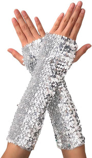 Manopole con pailletten - Senza dita - Manopole con glitter - Manopole elastiche per danza - Accessori per palco - Cosplay/Halloween - Manopole comode con tessuto ricamato