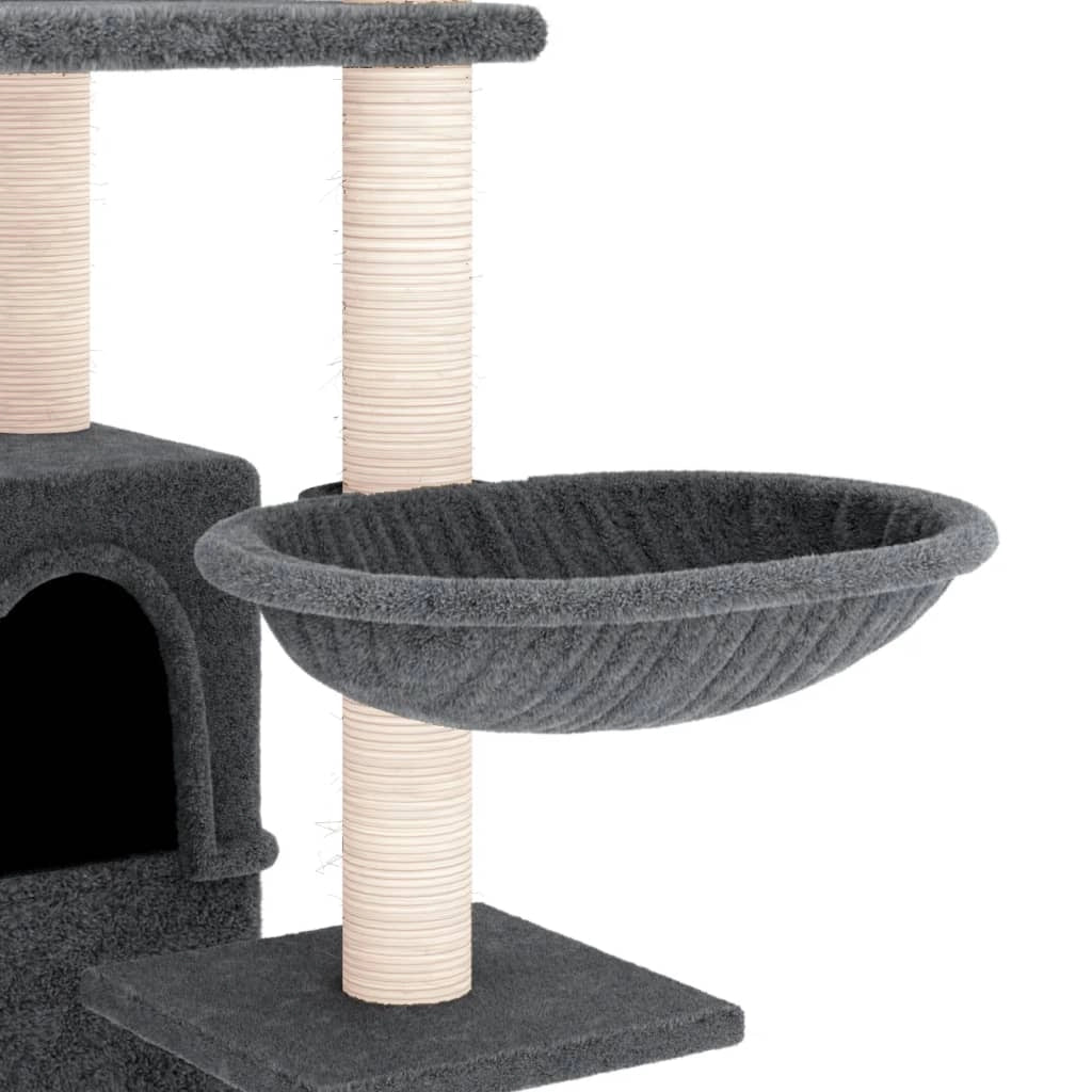Tiragraffi per gatti Mobili per arrampicata su torre Tiragraffi piattaforma da arrampicata con tiragraffi in sisal scuro 175 cm grigio 02_0022685