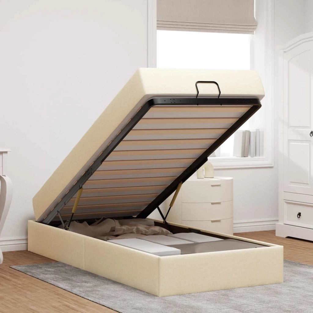 Struttura letto con materasso con materasso 2 pcs Crema Tessuto