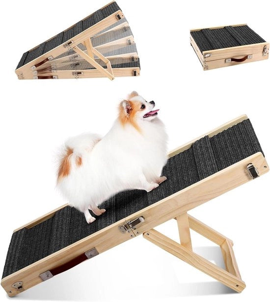 Hondenhelling Opvougbare per Auto e Divano - Verstelbare - Altezza 25-48 cm - Lunghezza 83 cm - Adatto per cani piccoli e grandi - Superficie antiscivolo - Portatile - Ripiegabile