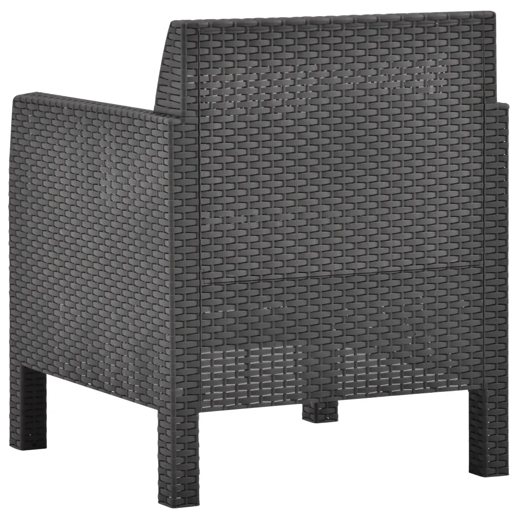 Set Divani da Giardino 3 pz | Set Salotto da Giardino con Cuscini in Rattan PP Antracite