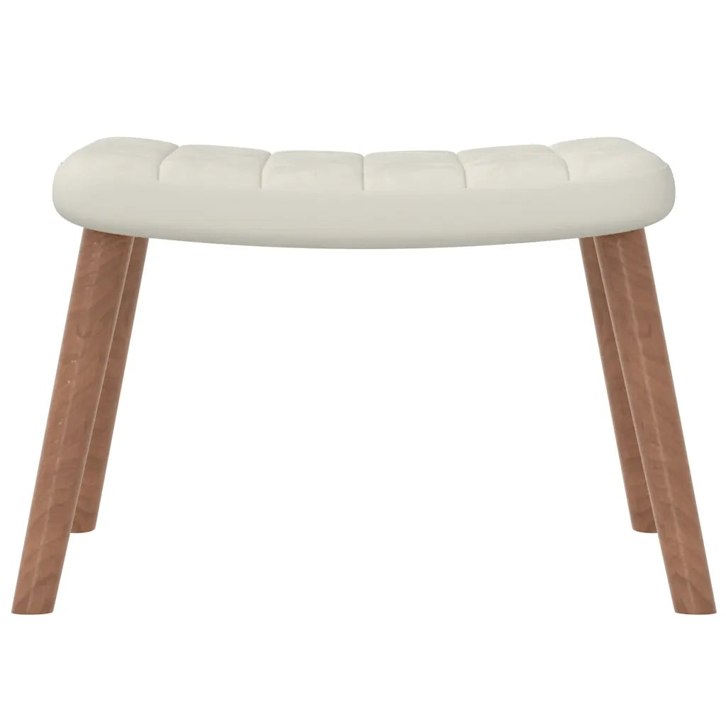 Poltrona a Dondolo con Poggiapiedi Bianco Crema in Velluto 327763