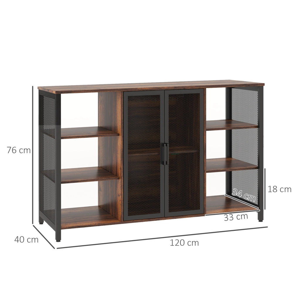 Credenza Rustica con Ripiani Aperti ¨C zephmum ¨C 120x40x76 cm Marrone