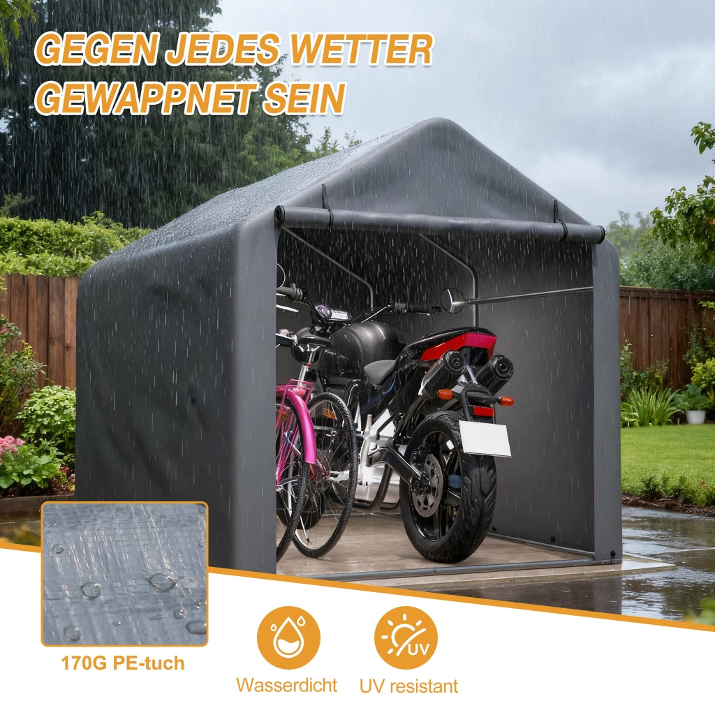 GARAGE PER BICI 160x220x165 cm Grigio in Acciaio e PE