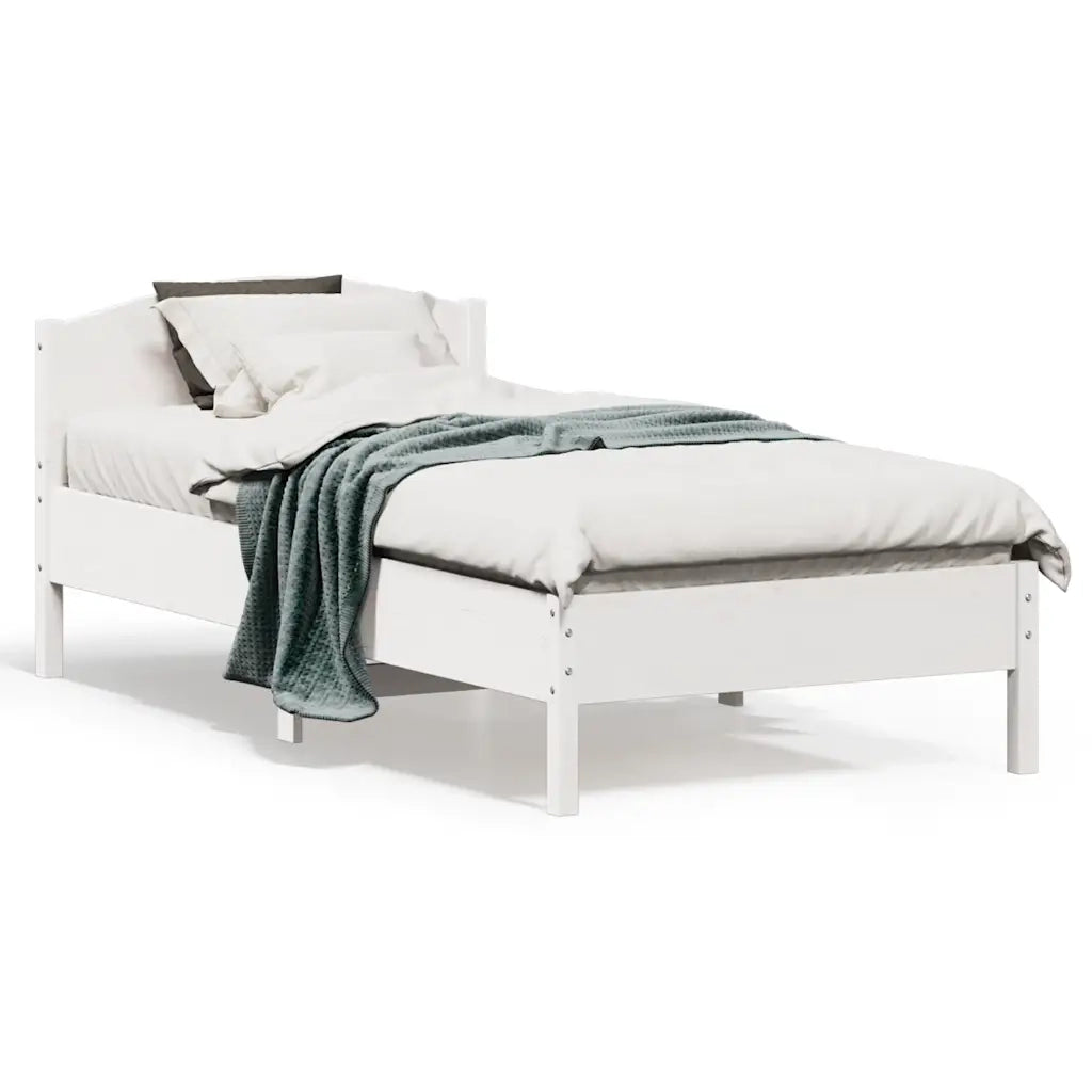 Letto senza Materasso Bianco 75x190 in Legno Massello di Pino 842627