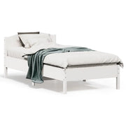 Letto senza Materasso Bianco 75x190 in Legno Massello di Pino 842627