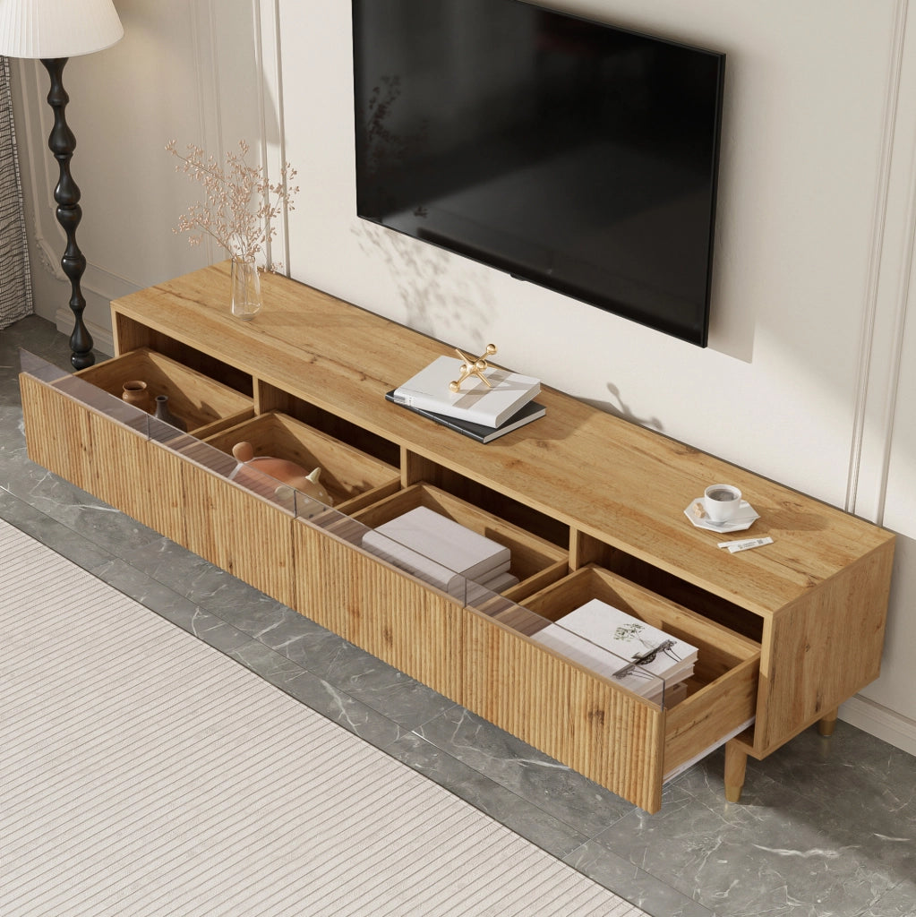 Mobile TV moderno effetto legno 178 cm con 4 cassetti e passacavi