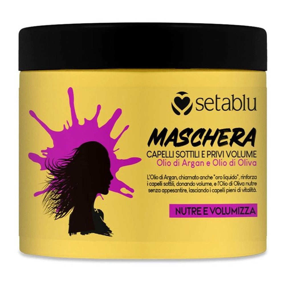 Trade Shop - Maschera Per Capelli Sottili Privi Di Volume 500ml Con Olio Di Argan D'oliva Nutre Volumizza -