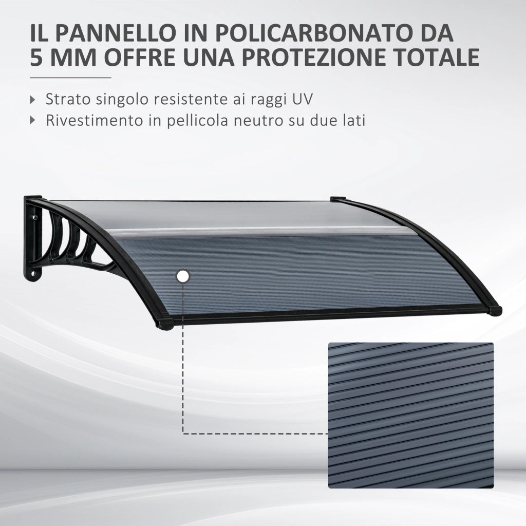 EasyComfort Tettoia in Policarbonato Anti-UV da Esterno per Porte e Finestre da 100x80 cm