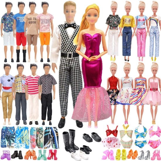 Abbigliamento per bambole 27 pezzi - Abito serale - Gonne - Abbigliamento per tempo libero - Costumi da bagno - Scarpe - Adatto per bambole di 30 cm - Abbigliamento per bambole