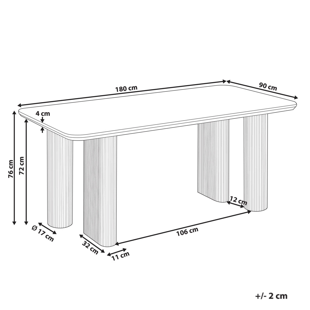 Tavolo da pranzo minimalista in MDF rettangolare a gambe larghe 180 x 90 cm Mobili per sala da pranzo marrone chiaro