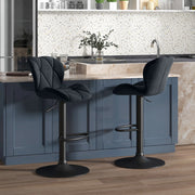 SGABELLO DA BAR girevole e regolabile in altezza 51,5x57,5x93-114,5 cm nero Set da 2 pezzi