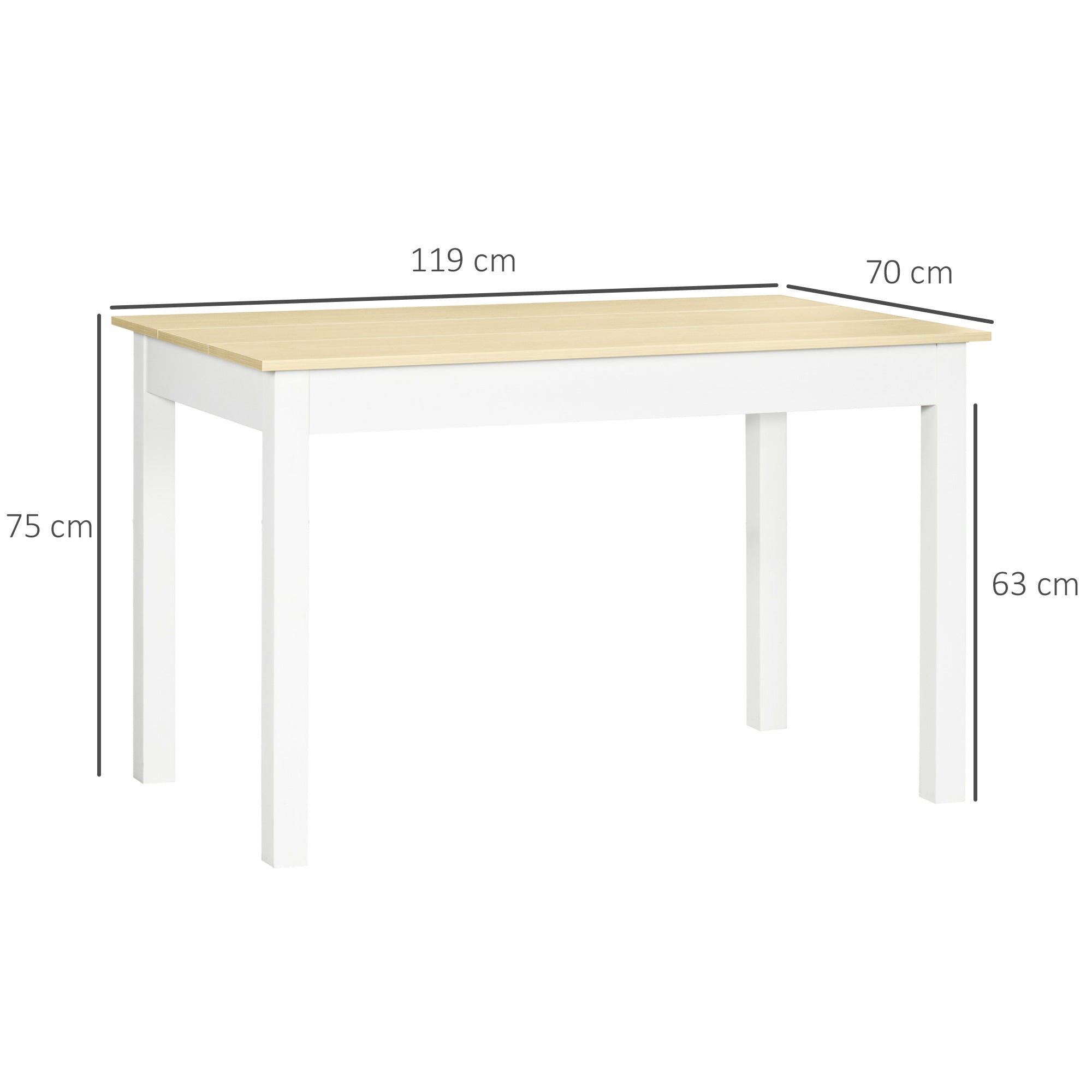 Tavolo da Pranzo 4-6 Persone 119x70x75cm Bianco e Legno