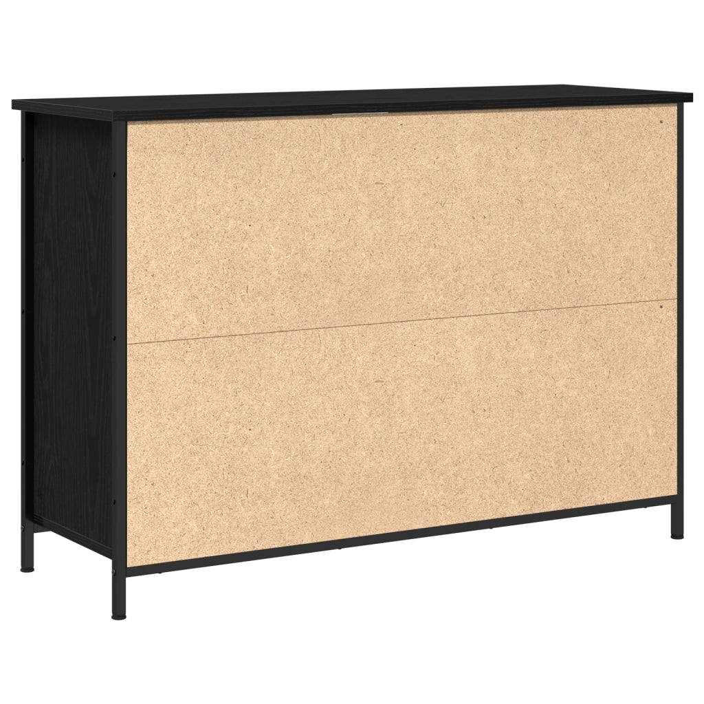 Credenza Rovere Nero 100x35x70 cm Legno Ingegnerizzato e Acciaio
