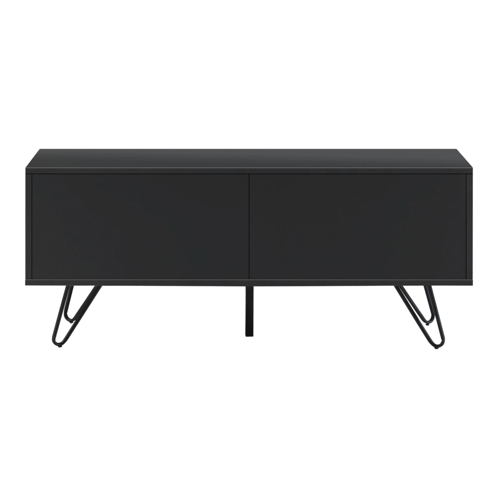 Comò con 2 Ante - Apertura Push-to-Open, Gambe in Metallo - Mobiletto Multiuso per Camera/Ufficio (AxLaxP) 46,5 x 110 x 30 cm - Mobile Porta TV con Supporto fino a 20 kg - Nero