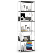 Scaffale stilo loft con ripiani in legno 60 cm Bianca 60 cm inserto frontale Grigio 60x32x192 cm