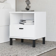 Jinja, Comodino un Cassetto, 39x35x45h cm Bianco Opaco