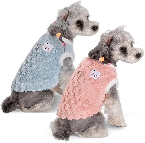 Set di due magliette per animali da compagnia, felpa, calda e comoda, rosa.