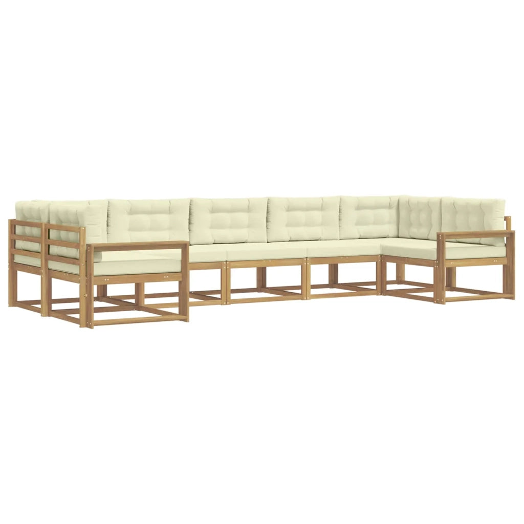 Set di divani da esterno 7 pz Bianco e Crema 3386974