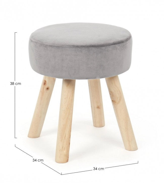 Set 2 Sgabelli  34x34x38 cm in Velluto Adeline Grigio
