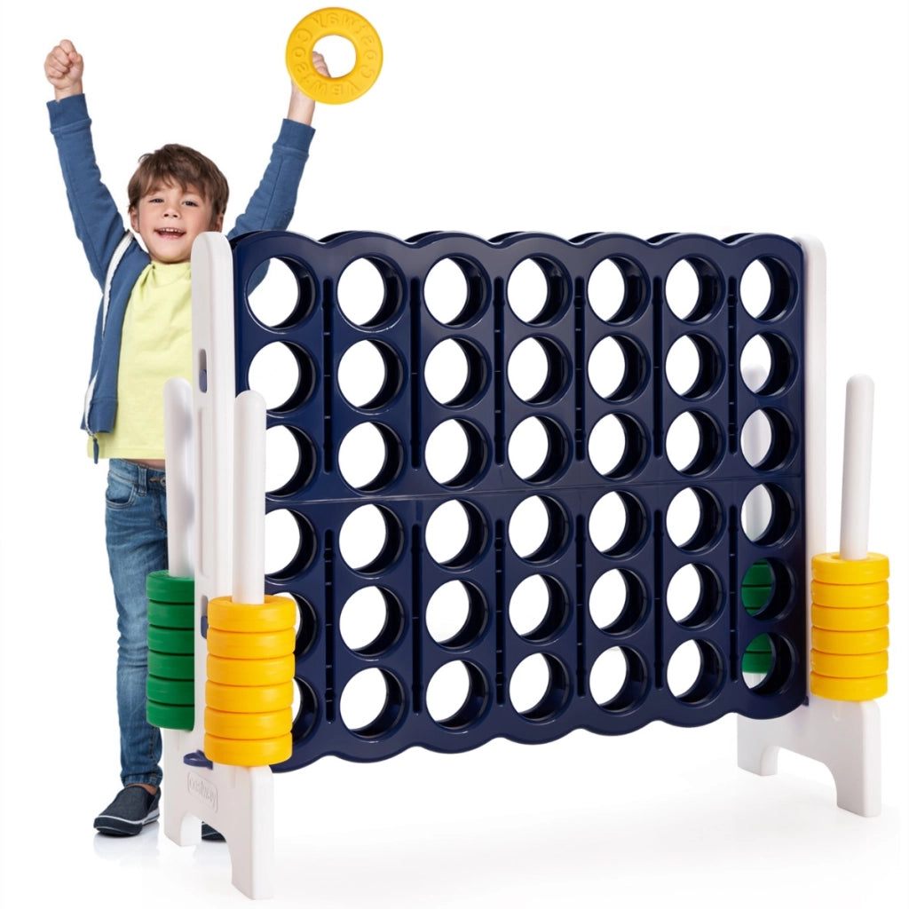 Forza 4 gigante con 42 anelli giganti dispositivo di scorrimento a sgancio rapido, Gioco per bambini adulti Blu-Giochi su prato