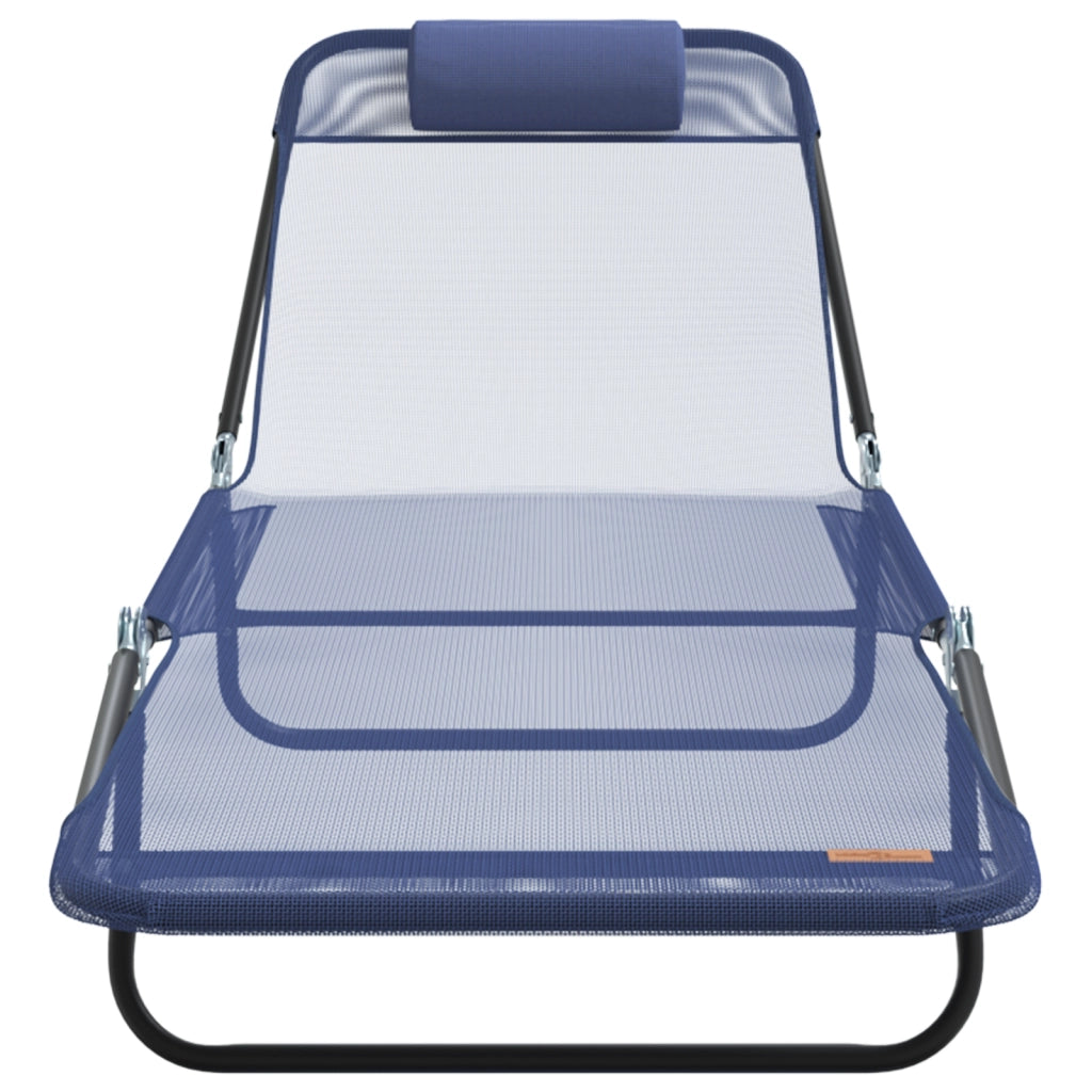 Lettino Prendisole Pieghevole con Testa Navy Textilene