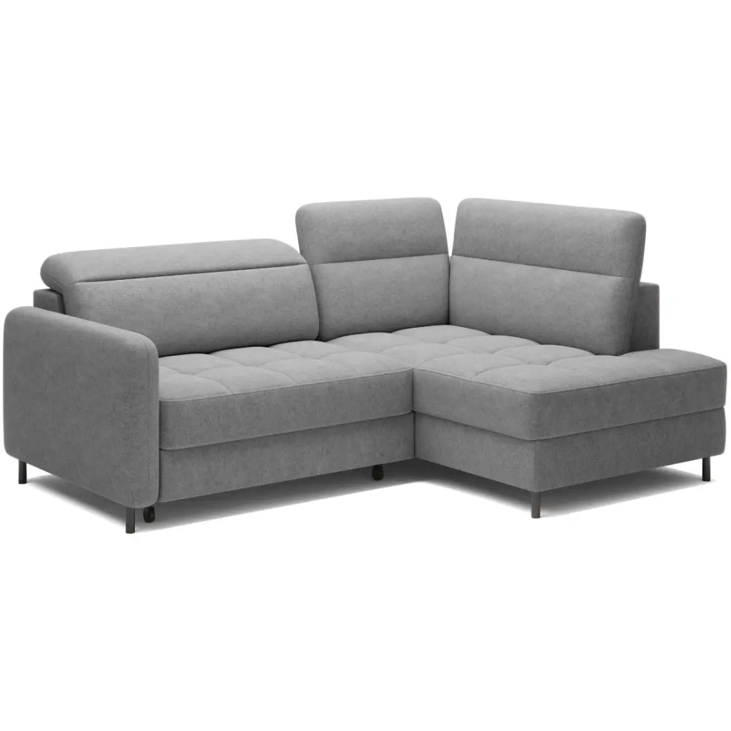 Divano angolare destro convertibile BARNEA 208 cm grigio chiaro con contenitore