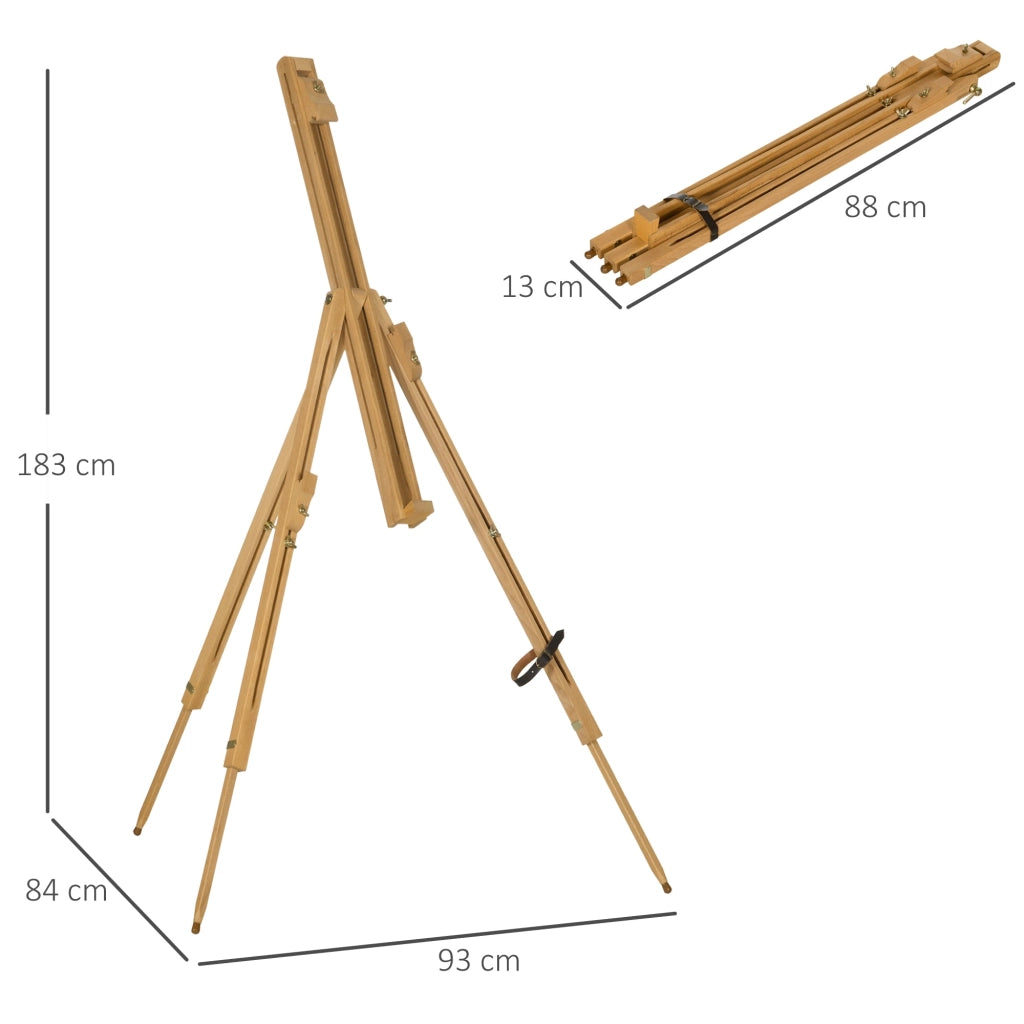 Cavalletto Treppiede da Pittura 93x84x183 cm in Legno Naturale