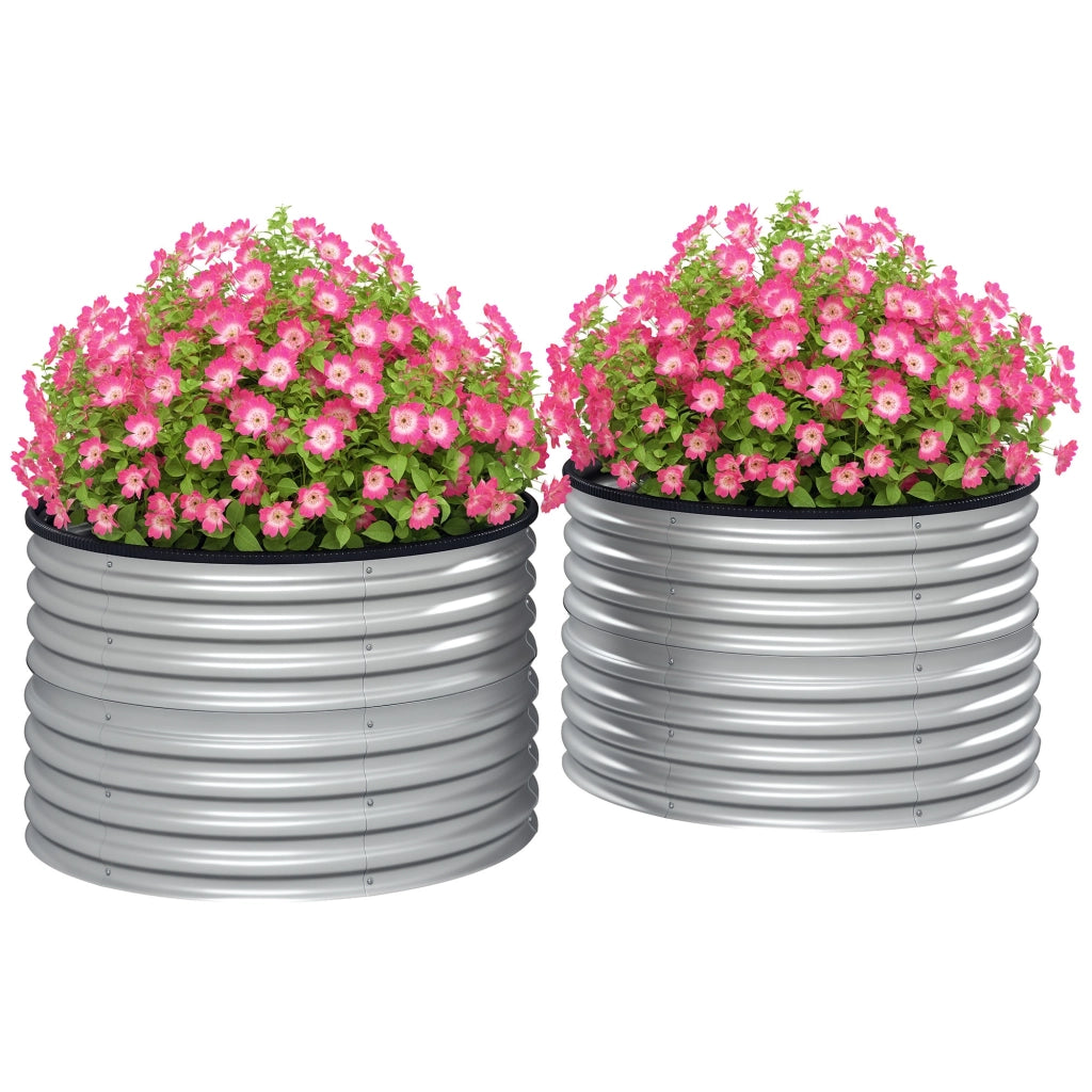 Kit 2 Giardiniere Rialzate ¨C zephmum ¨C Argento Acciaio Galvanizzato 90x90x56 cm