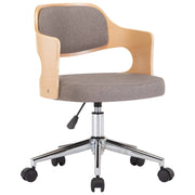 Sedia girevole da ufficio/studio in legno curvato e tessuto color tortora 02_0024178