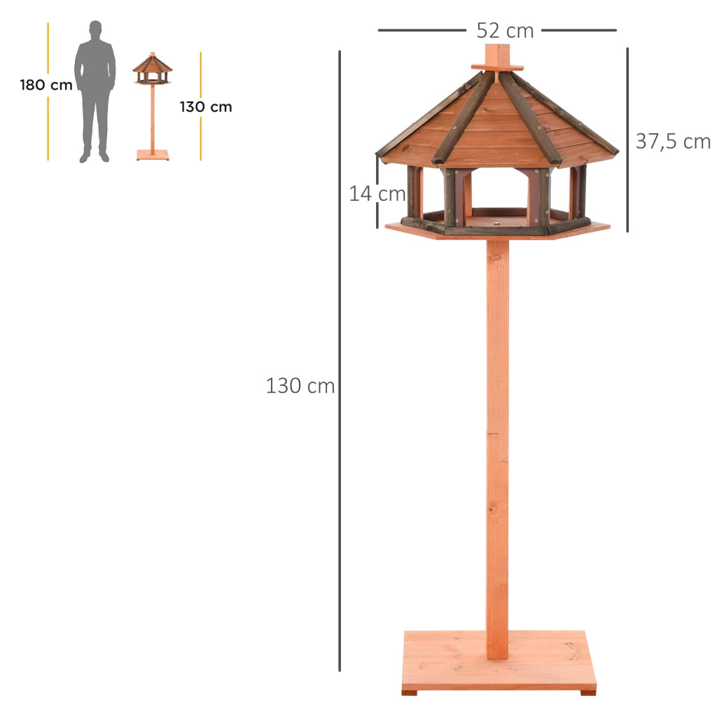 Casetta da giardino in legno con tetto a due falde base stabile e piattaforma per cibo e acqua natural Ø52 × 130 cm