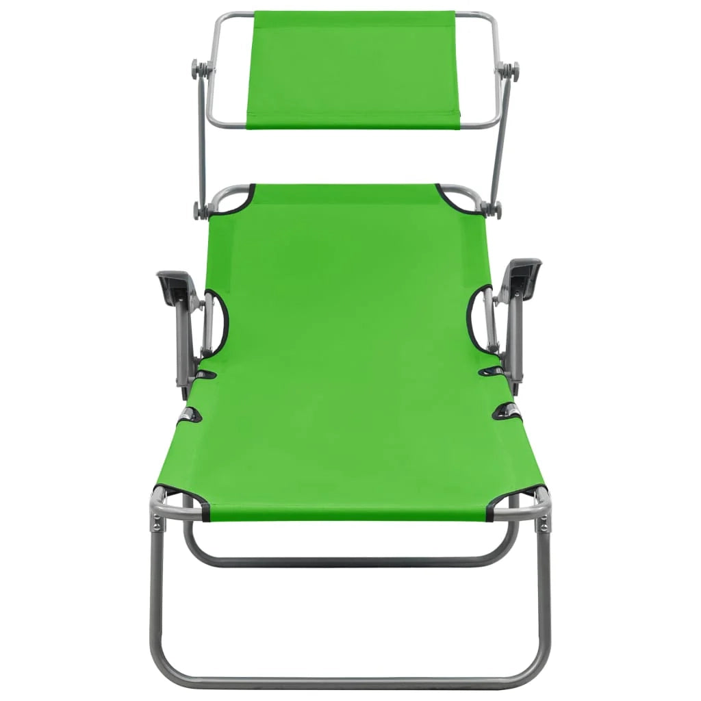 Lettino prendisole sedia a sdraio lettino prendisole letto da giardino mobili da giardino 188 cm con baldacchino acciaio verde 02_0012270