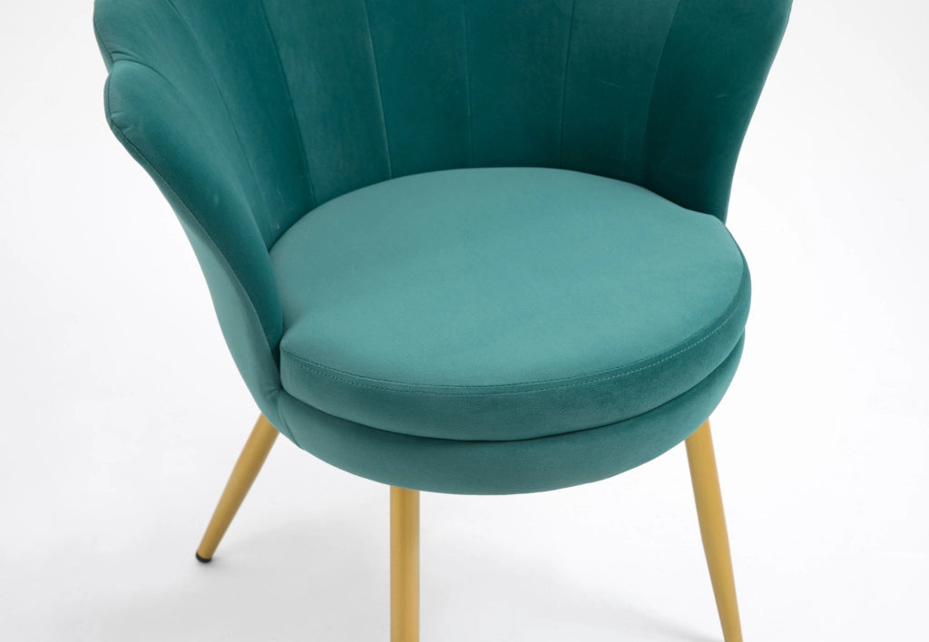 Poltrona Conchiglia Camera da Letto in Velluto Design Moderno Maddina Petrolio