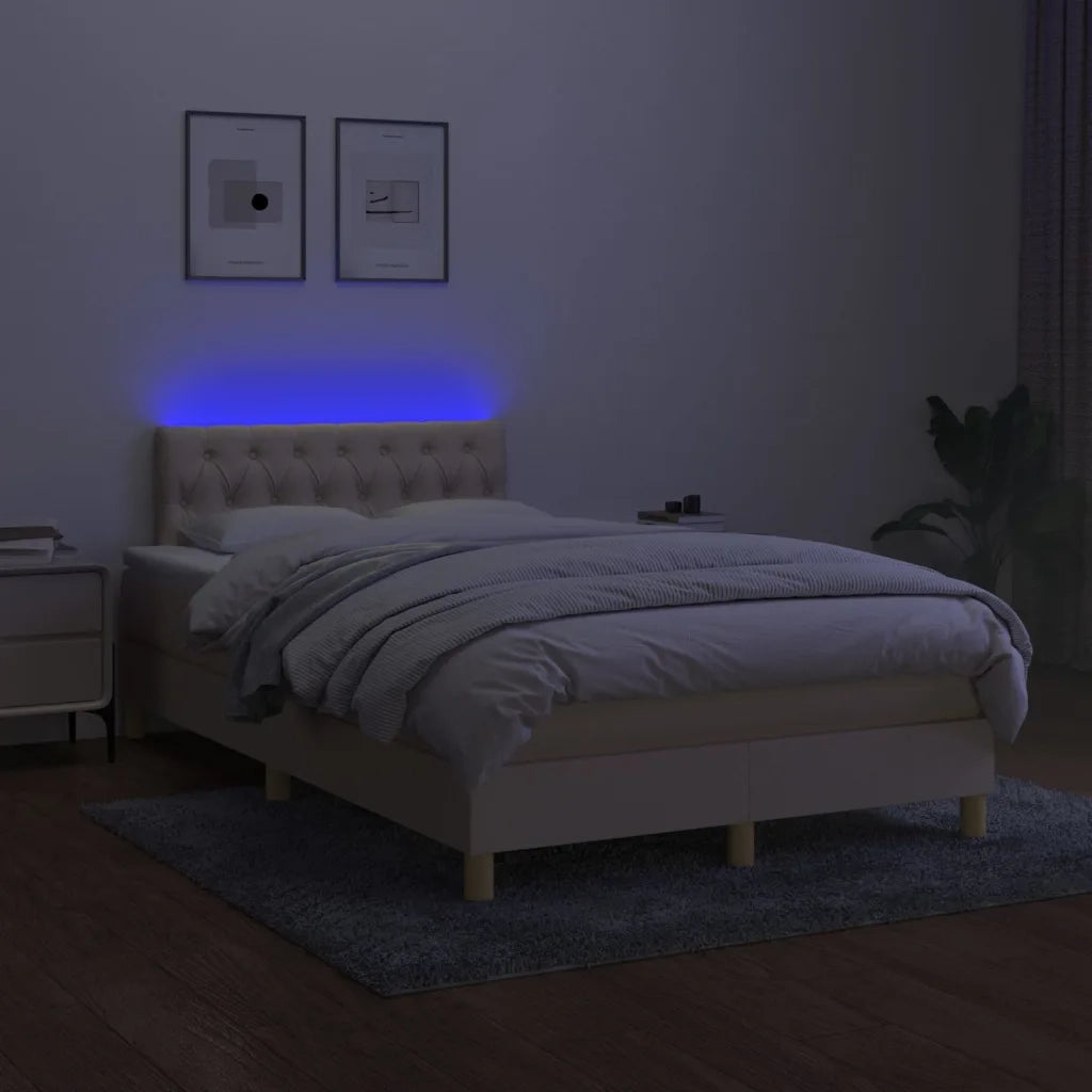 Letto a Molle con Materasso e LED Crema 120x200cm in Tessuto cod mxl 57715