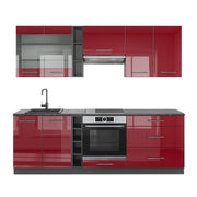 Cucina componibile Fame-Line Bordeaux lucido/Antracite 235 cm, PL Antracite Vicco