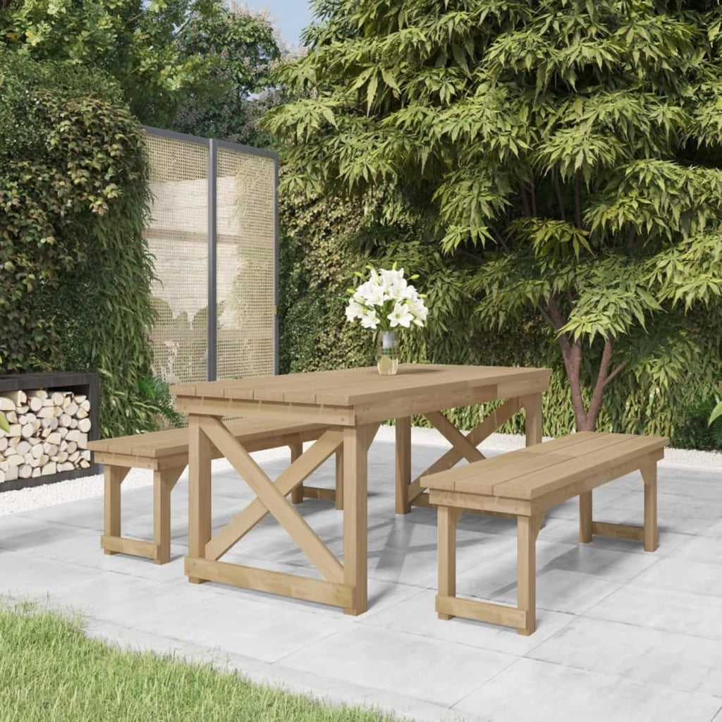 Set da pranzo da giardino 3 pezzi, set da tavolo e sedie da giardino, tavolo e sedie terrazza, mobili da giardino esterni, set di mobili da giardino, legno massello di pino impregnato