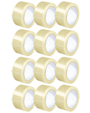 Nastro Adesivo Da Imballaggio Pacchi 50mm x 66 Metri Acrilico Resistente All'Acqua Silenzioso Sigilla Spedizioni Protezione Per Trasloco Prodotto Italiano Trasparente - 12 Rotoli