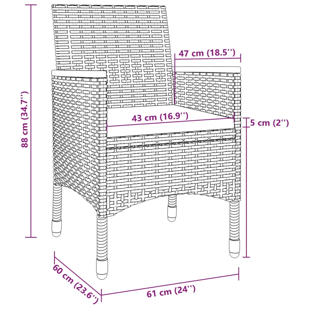 Set da Pranzo per Giardino 5 pz con Cuscini Polyrattan e Vetro cod mxl 42170
