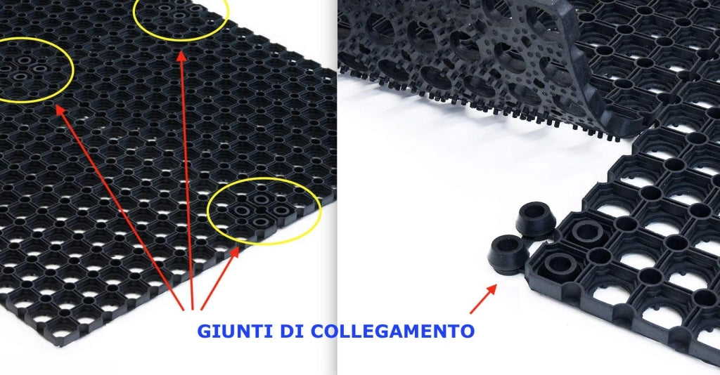 Zerbino Antiscivolo Modulare Nido D'ape Gomma Nera 50 x 100 cm