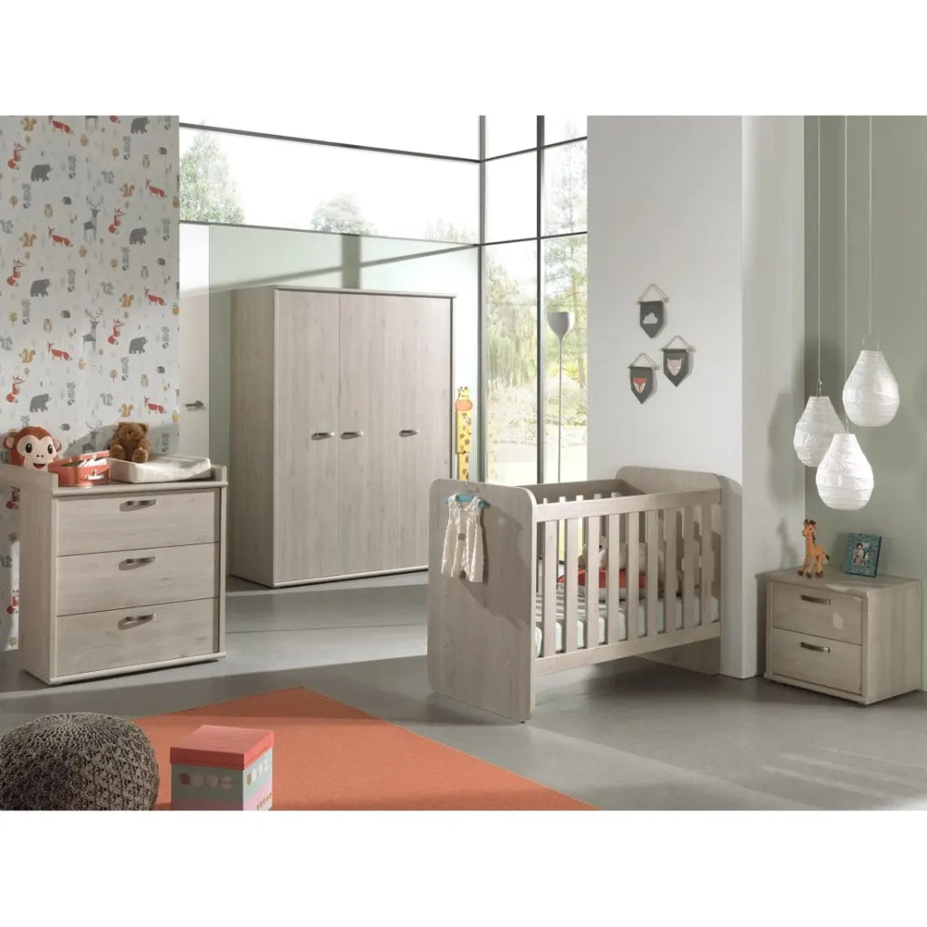 Lettino per bambini robusto 60x120 trasformabile in letto per bambini 90x200 colore rovere chiaro collezione DANY