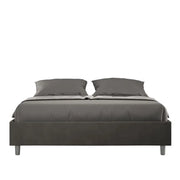 Letto matrimoniale con rete imbottito 160x190 microfibra grigio Azelia
