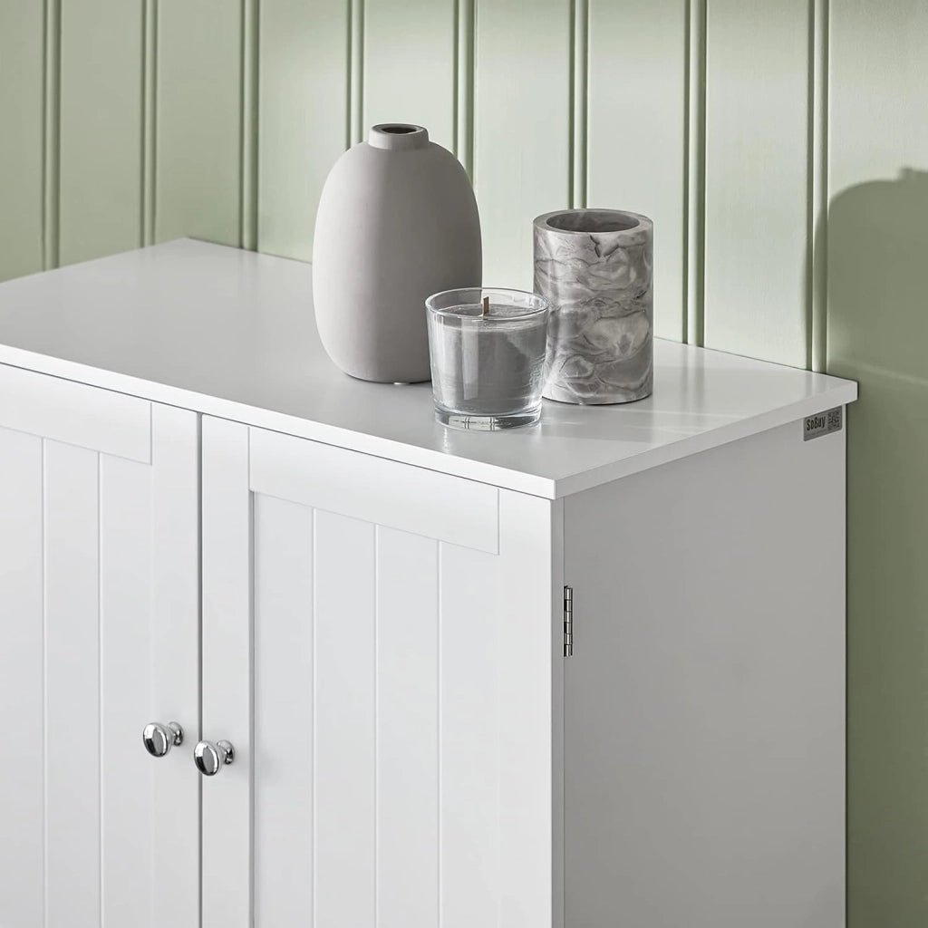 Pensile Bagno Mobile Bagno Sospeso con Mensola, Design Salvaspazio, Regali Regolabili, 60x30x60 cm, per Bagni Piccoli e Cucine BZR84-W