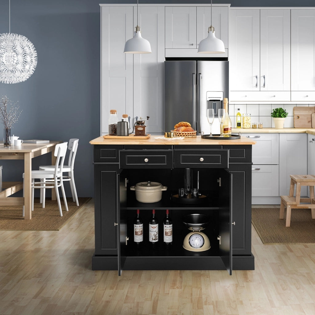Isola da cucina con contenito reripiani regolabili a 3 livelli-Mobile contenitore da cucina a 2 ante Nero