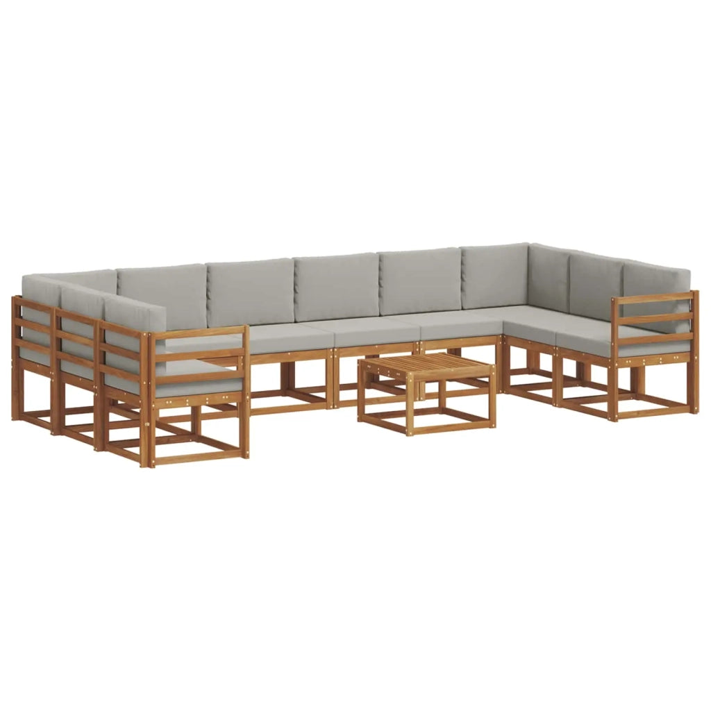 Set di divani da esterno 11 pcs Grigio Naturale e Chiaro