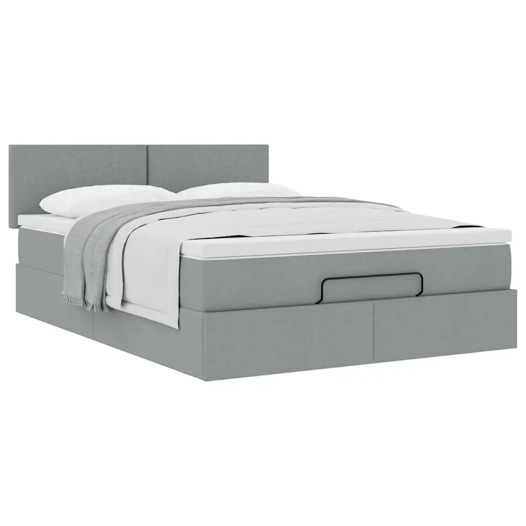 Pouf Letto con Materasso Grigio Chiaro 140x190 cm in Tessuto 3311373