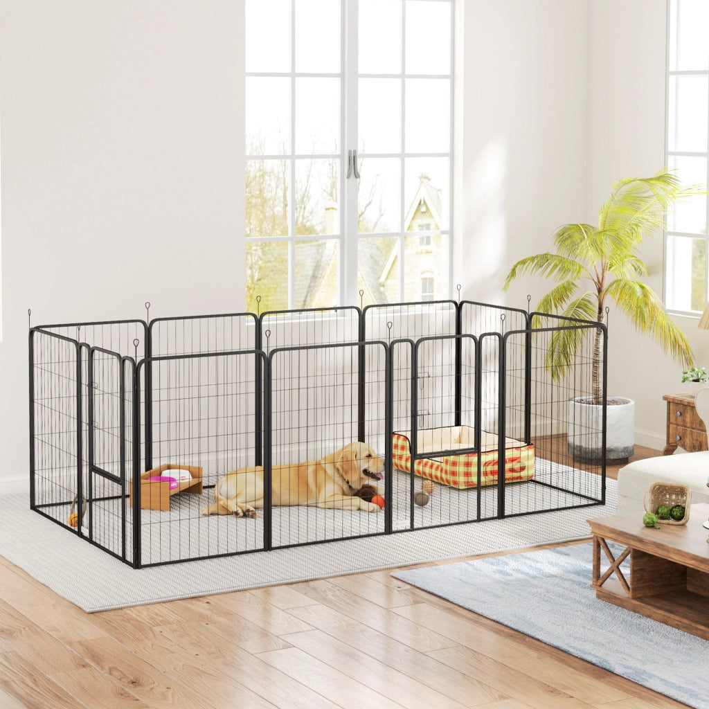 Recinzione per Cani 12 Pannelli ¨C zephmum ¨C Nero 100 cm