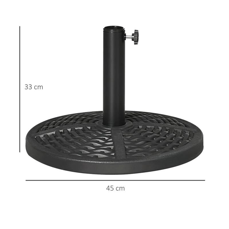 BASE PER OMBRELLONE DA GIARDINO ROTONDA EFFETTO RATTAN Ø45CM PESO DA 9.5KG NERO