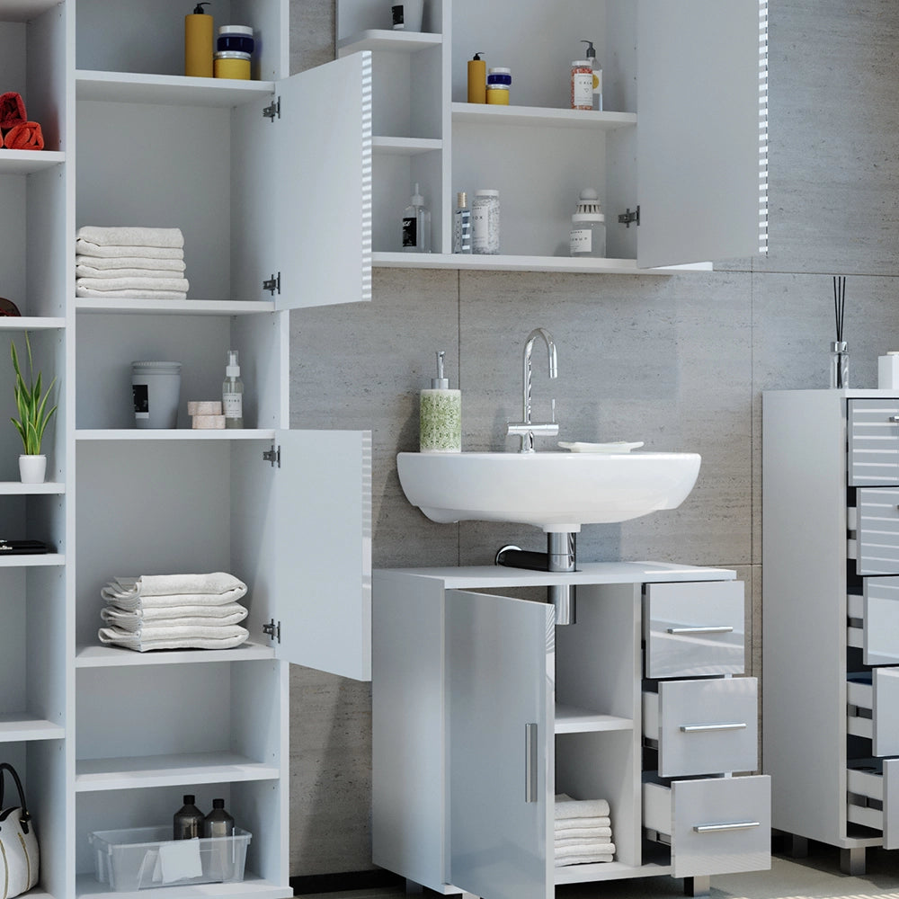 Vicco Set mobili bagno Bianco lucido 4 parti
