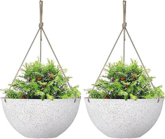 Pannelli per piante da appendere 25 cm bianchi a macchie - set da 2 con fori di drenaggio e stoppini