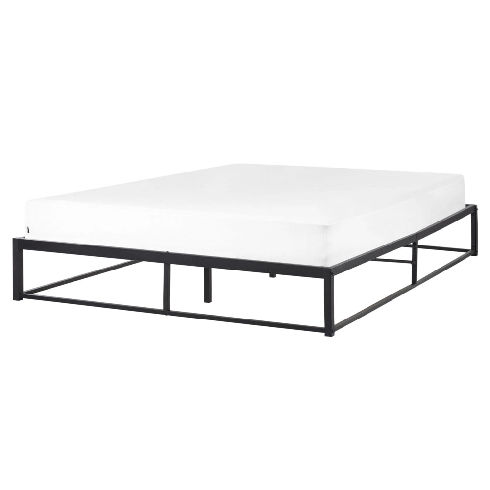 Letto Nero Metallo EU Doppio 160 x 200 cm Stile moderno industriale Doghe incorporate senza poggiatesta